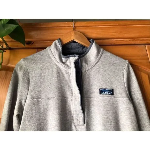 L.L Bean Long Sleeve Henley Sweatshirt Womens Button Cotton SZ L - Picture 4 of 10